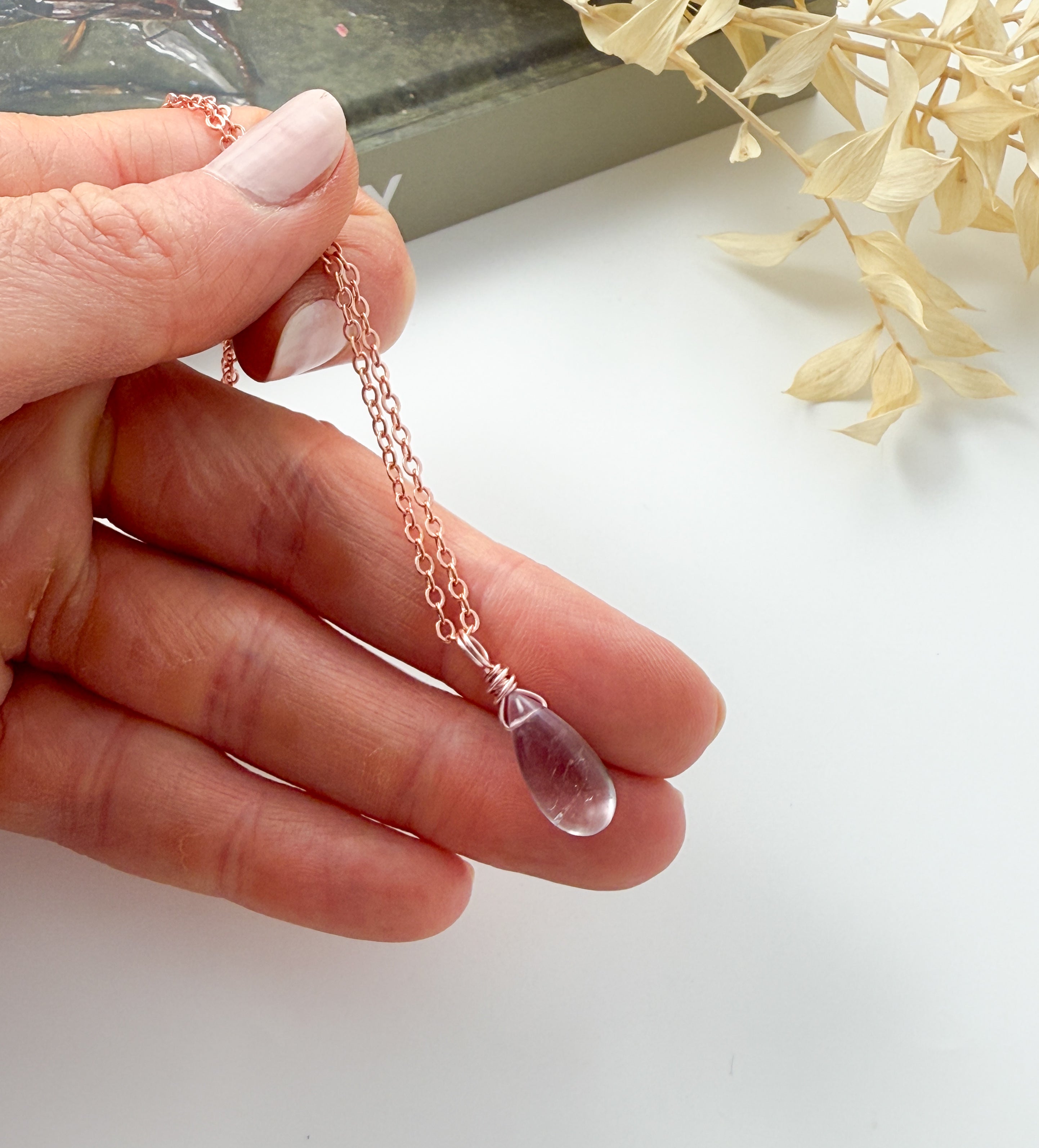 Pink Amethyst Drop - 18 inch